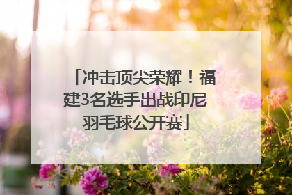 冲击顶尖荣耀！福建3名选手出战印尼羽毛球公开赛